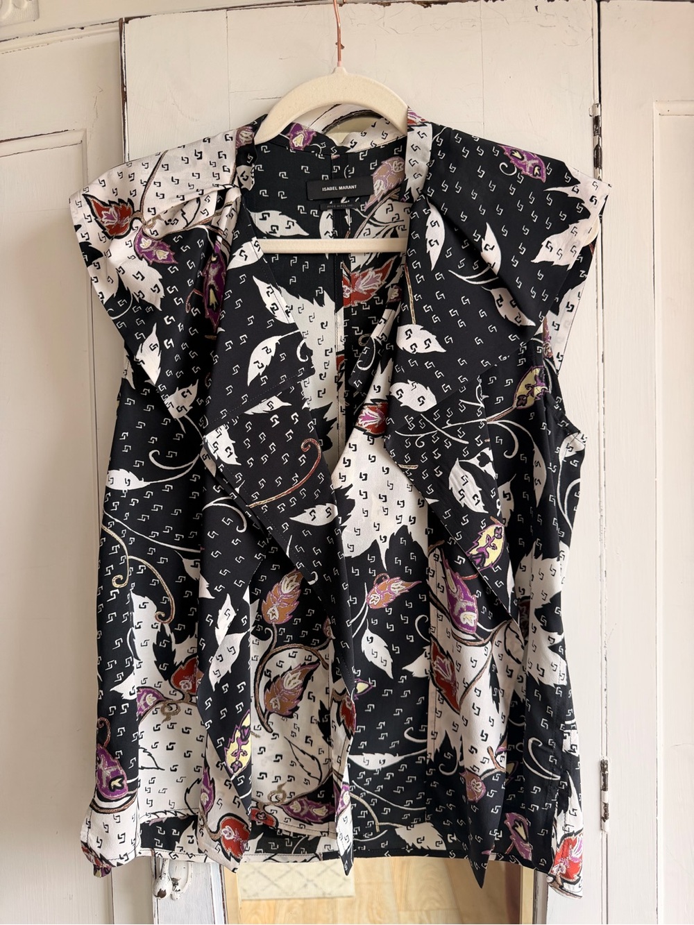 Isabel Marant Black & White Floral Sleeveless Blouse